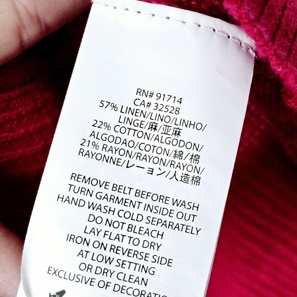 ARMANI EXCHANGE Hot Pink Linen Blend Crochet Button-Up Front Women Cardigan (S) - Picture 4 of 6